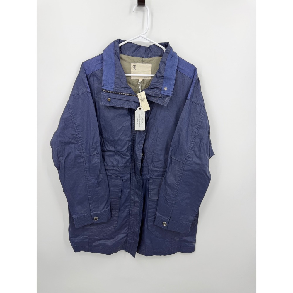 Pilcro waxed cotton Coated Field Jacket Women S Navy Blue Utility Cotton Coat